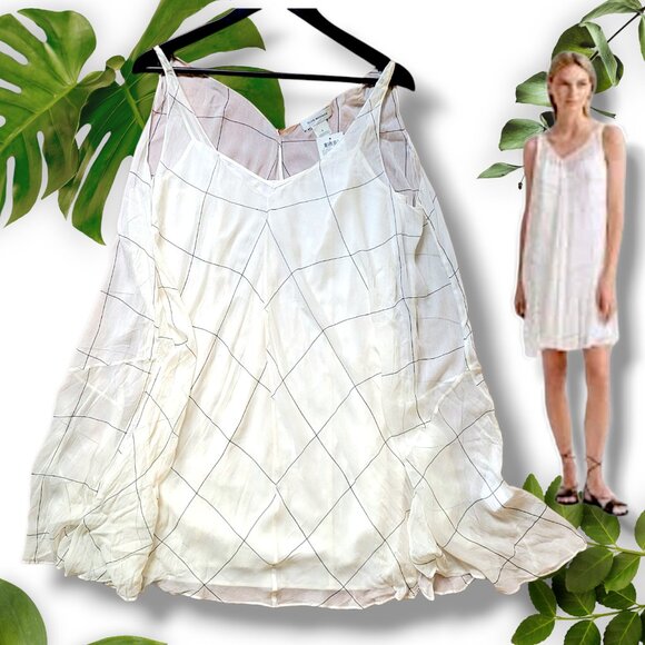NWT Club Monaco White Windowpane Dress, Sz 6 - Picture 1 of 13